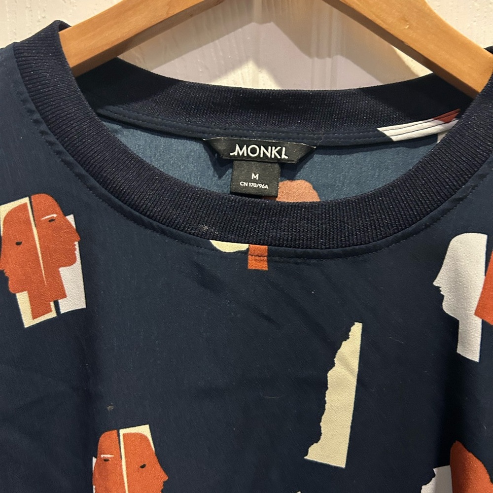 Monki Dark Blue Abstract Print Top